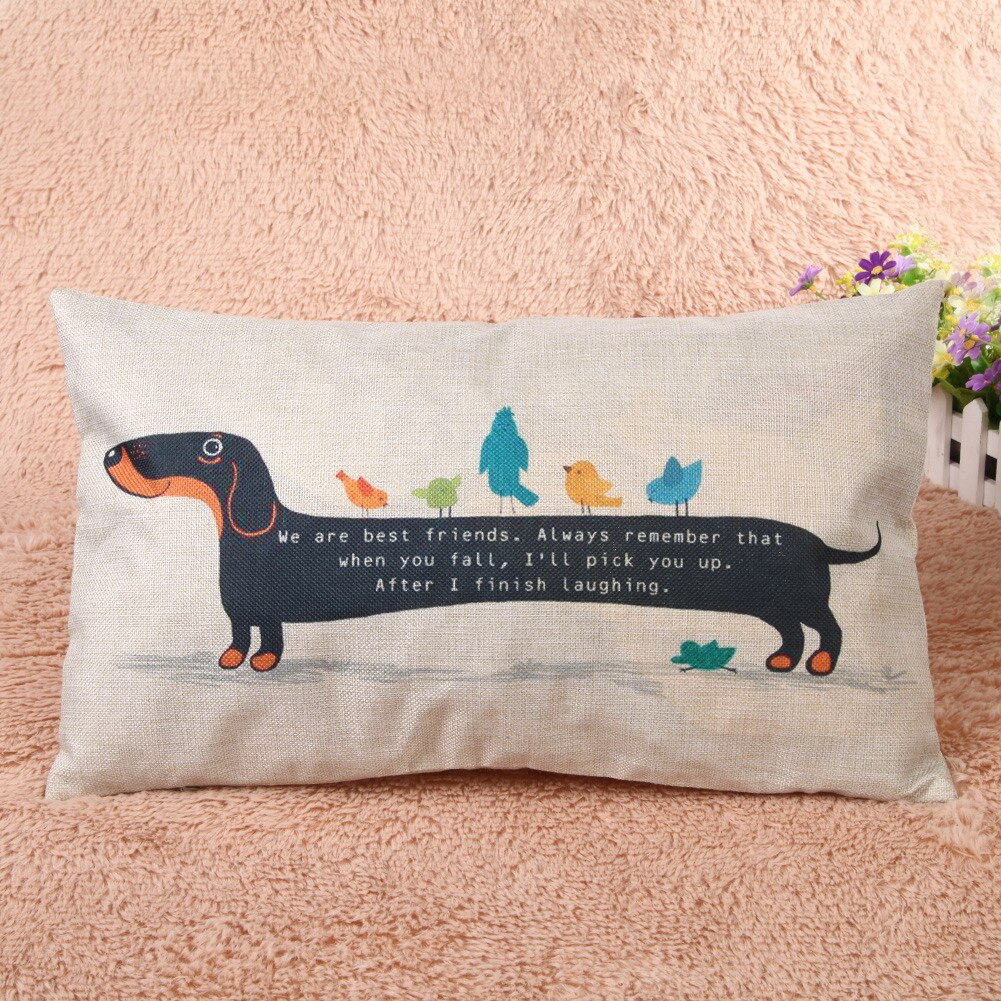 Teckel Hond Kussenhoes Worst Hond Puppy Kussen Case Cover Hond Kussenhoezen Sofa Dikke Katoen Linnen Kussensloop