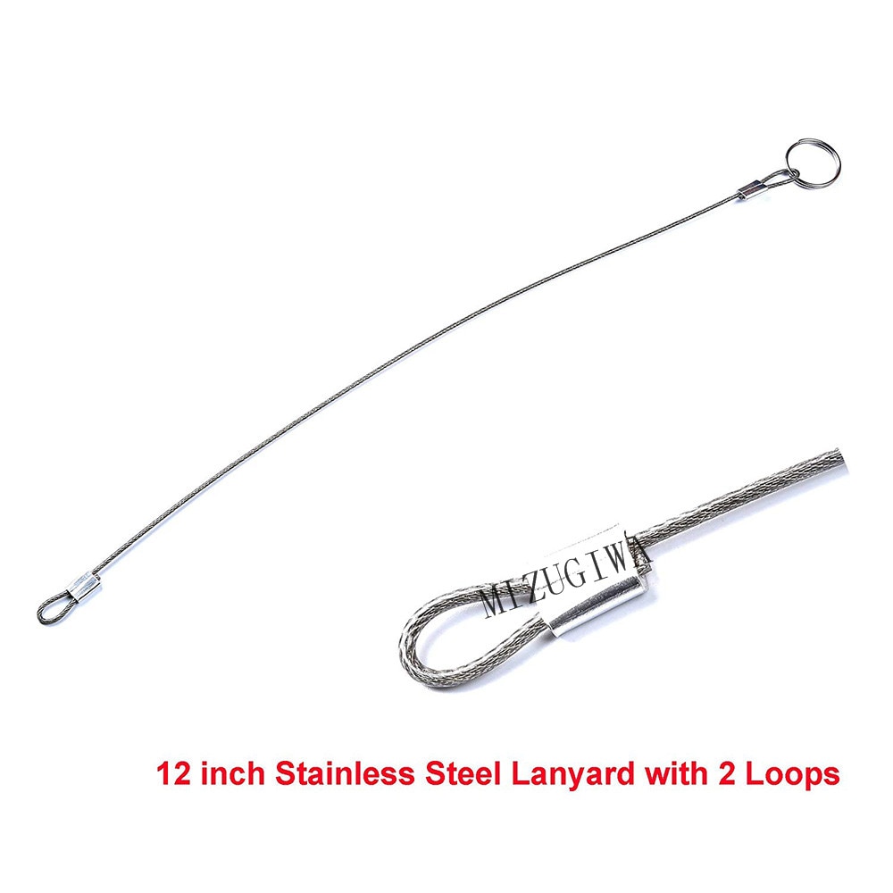 12" (30.5cm) Lanyard Cable Tether Safety Wire for Loss Prevention 2 Loops w/Quick Release Ring & Rubber Coating Stainless Steel