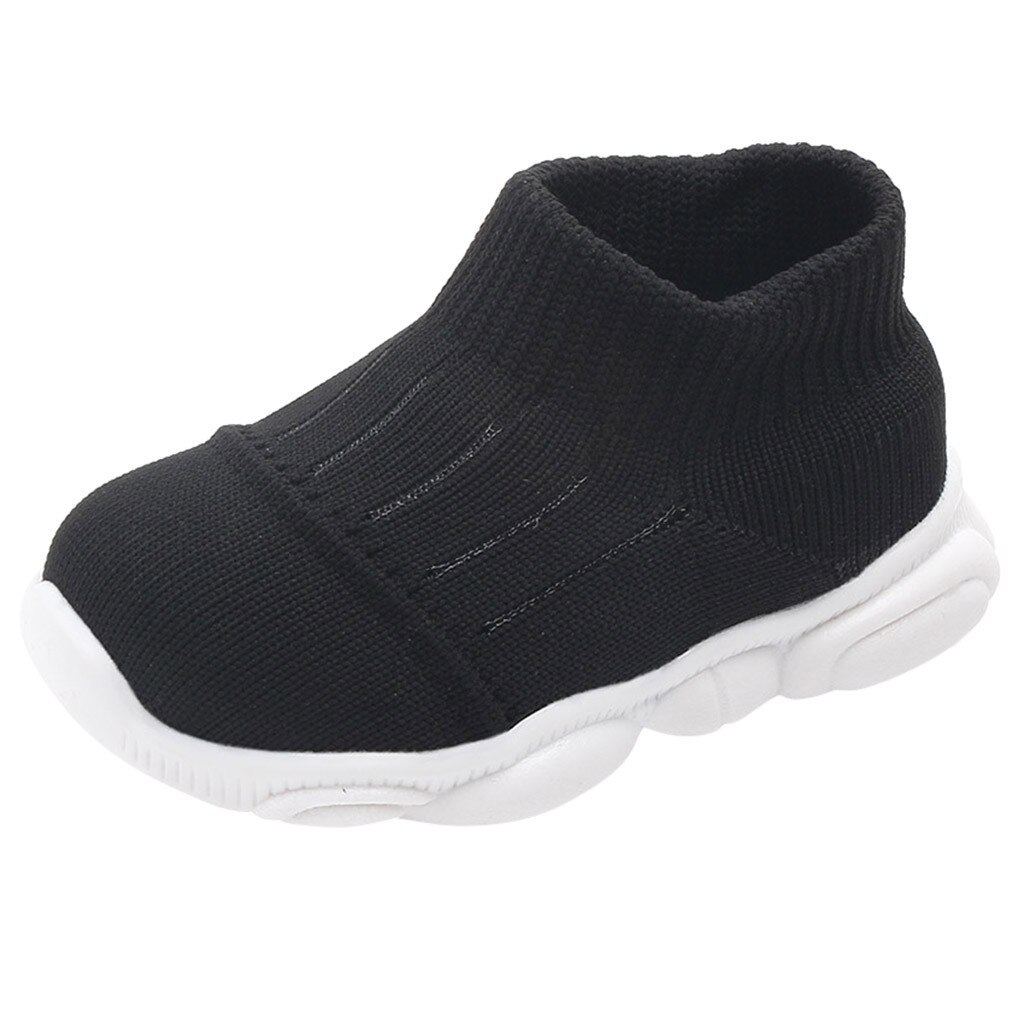 JAYCOSIN Baby Sneakers Mode Kinderen Platte Schoenen Infant Kids Baby Meisjes Jongens Solid Stretch Mesh Sport Run Sneakers Schoenen: BK / 19
