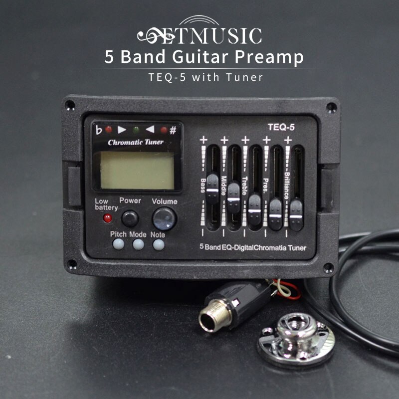 5- bånds akustisk guitar forforstærker eq equalizer klassisk akustisk guitar forstærker digital chromatia blend tuner piezo pickup