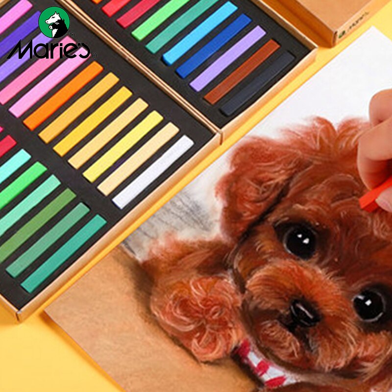 Marie's Dry Masters Pastel Stick Crayons 12/24/36/48 Colors Art Drawing Set Chalk Color Toner Crayon/Brush For Students Supplies