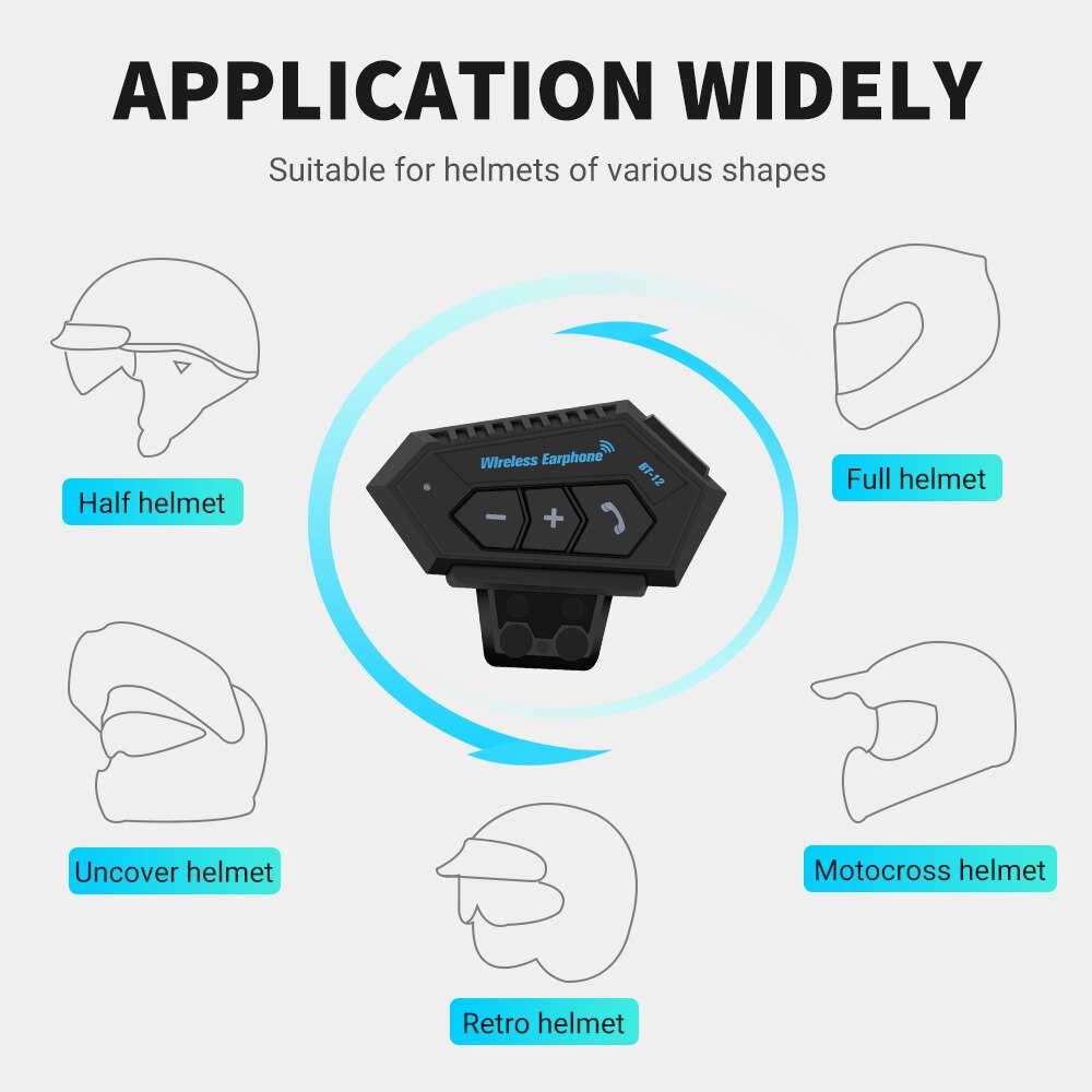 Herobiker motorcykel hjelm headset trådløs bluetooth hovedtelefon højttaler håndfri musik automatisk opkald svar håndfri bt -12