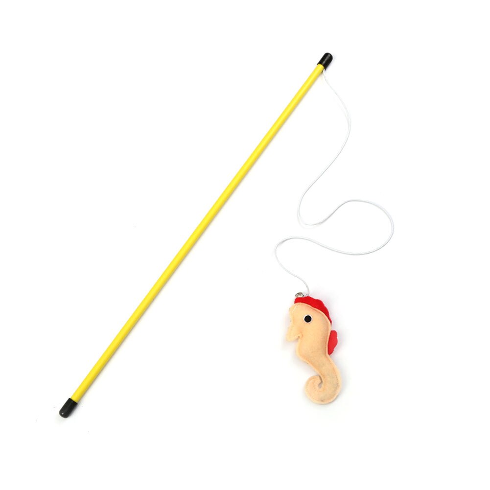 1PC zabawna zabawka dla kota kotek zwiastun Stick z dzwoneczkami interaktywne pióro zwierzę domowe gra pręt szczeniak zabawka na drucie różdżka artykuły dla zwierząt: Seahorse