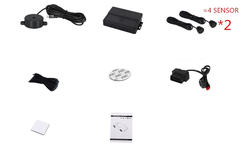 car OBD front 4 parktronic sensor system buzzer alarm + OBD Triggered automatically speed lower than 20km/h original detection