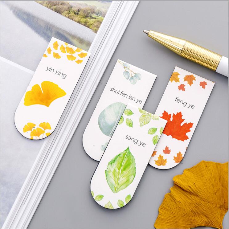 4 stks/set Pretty Maple Bladeren Metalen Magneet Bookmark Papier Clip School Kantoorbenodigdheden Escolar Papelaria Kids