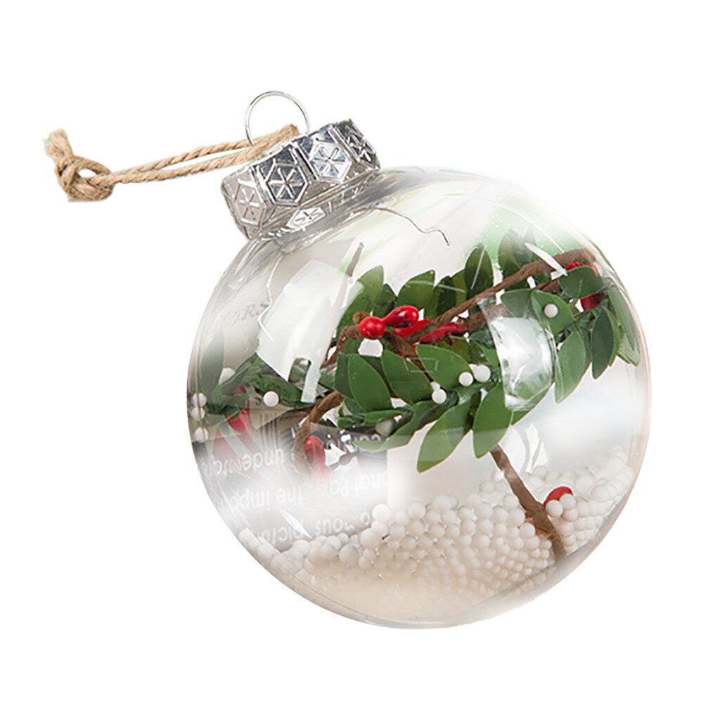 Christmas Tress Decorations DIY Hollow Ball Transparent Open Plastic Clear Bauble Ornament Xmas Box Decoration: F