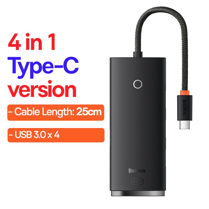 Baseus Usb Hub 4 In 1 Usb C Hub Usb Type C Naar Multi Usb 3.0 Adapter Voor Macbook Pro air Huawei Mate 30 USB-C 3.0 Splitter