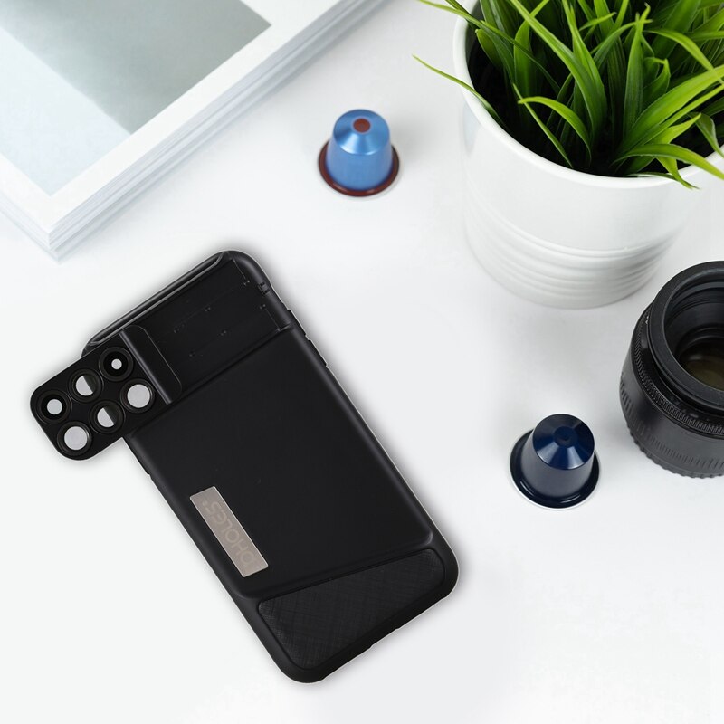 Pholes 6-In-1 Phone Lens Case For Iphone X Dual 2X Telephoto+10X Macro+20X Macro+120 Degree Wide Angle+180 Degree Fisheye Lens