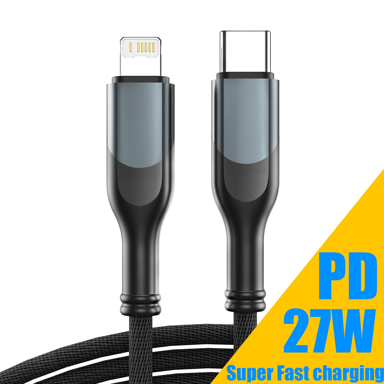 Usb-kabel til iphone 14 13 12 11 max xs xr  x 7 8 plus se ipad mini hurtiglading usb c  pd 27w datalader ledning 1m 2m 3m: Svart / 1m