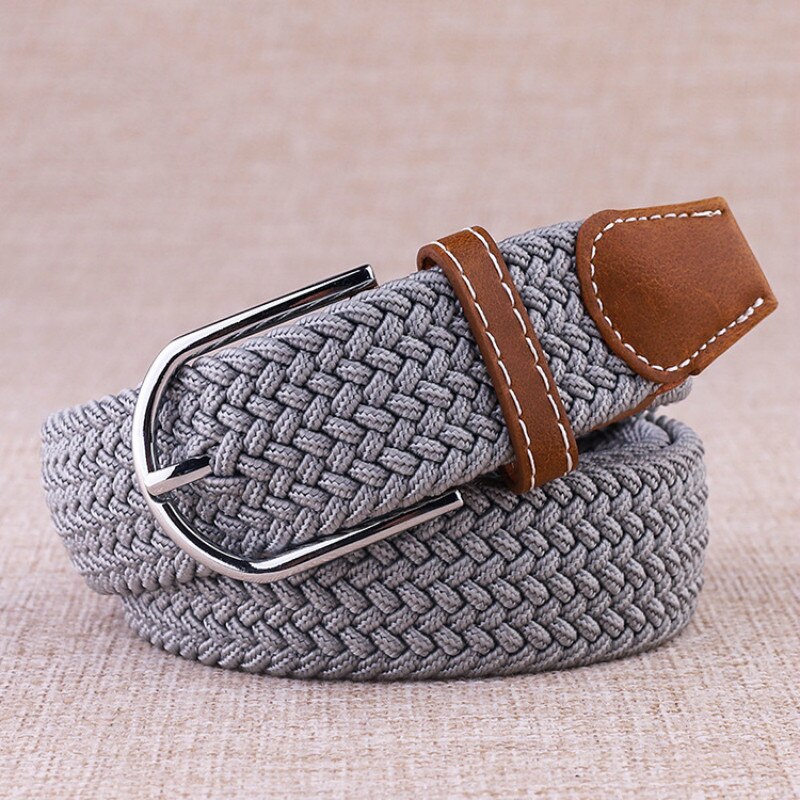 Cinturones de lona elástica para mujer, de , a la , hebilla de punto, cinturón ajustable, cinturones de lona para vaqueros, novedad de: Style 1 Gray