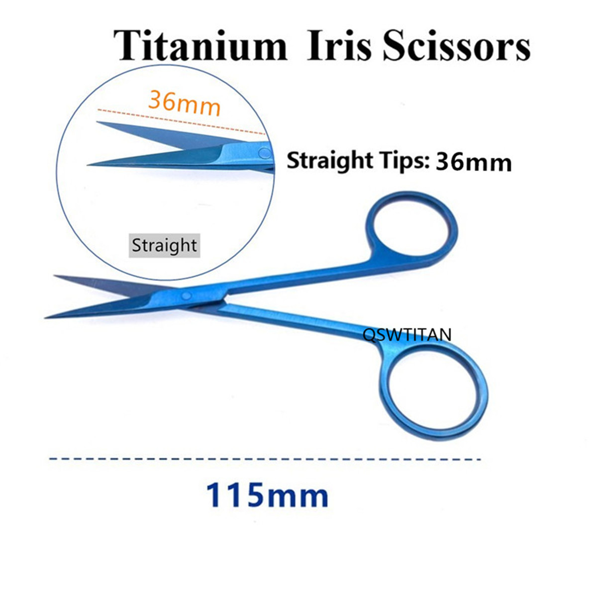 Ciseaux ophtalmiques à Iris, chirurgie oculaire, ciseaux pour couper les tissus, instrument chirurgical en titane, outil chirurgical pour animaux de compagnie, ciseaux à double paupière: Violet