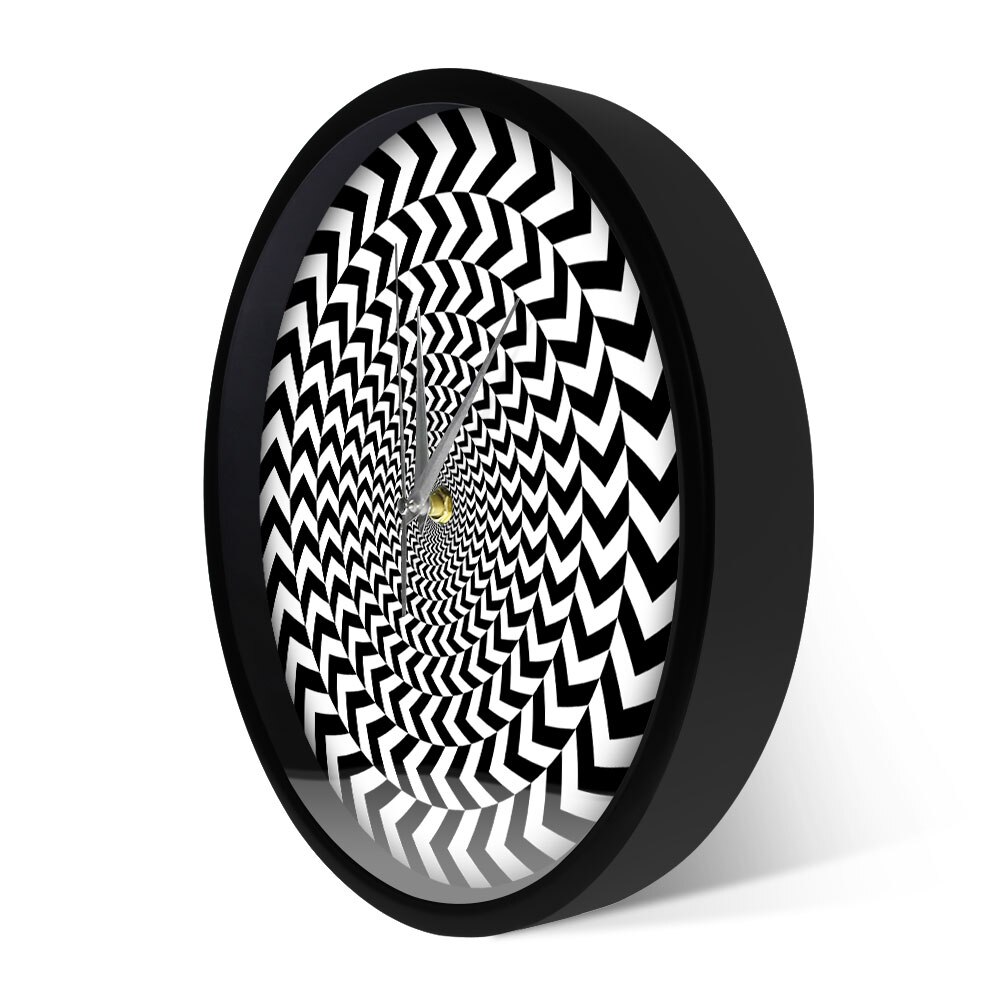 Spiral Geometric Optical illusion Modern Wall Clock Hypnotic Black And White 3D Vision Wall Clock Silent Sweep Abstract Wall Art