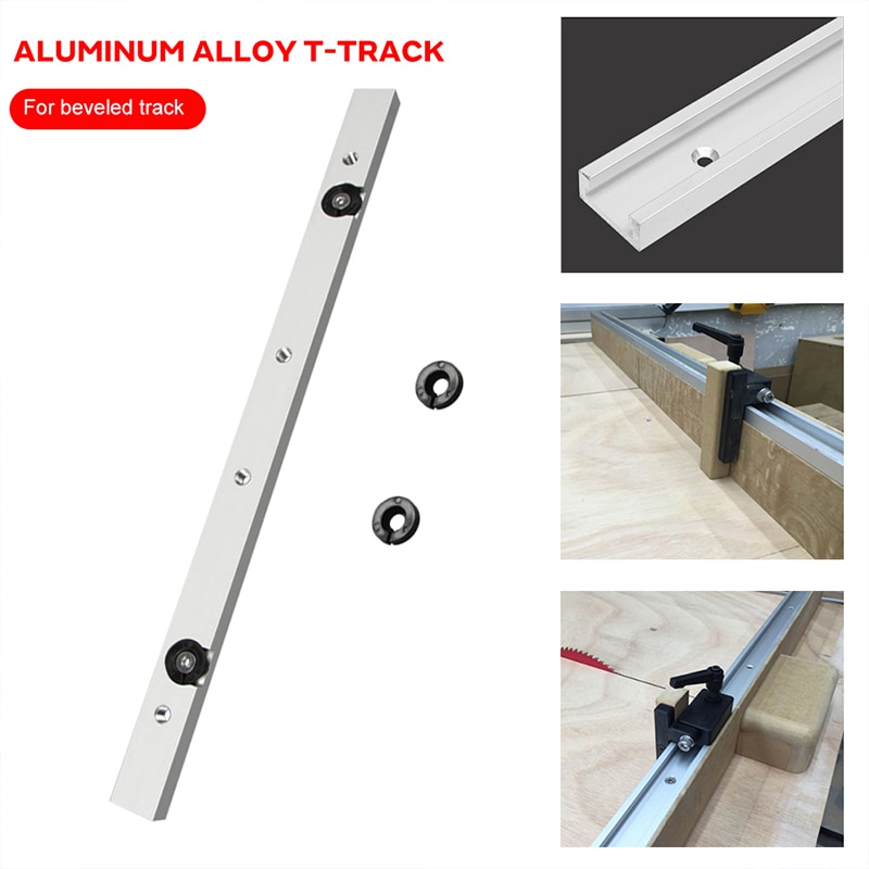 Metal Silver T Slot Slider Miter Tool Bar Hardware Modification T Tracks Durable Practical Beveled Track Pusher Limit Accessory