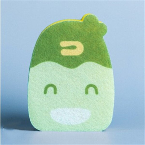 Animales de dibujos animados esponja gruesa creativa fuerte descontaminación plato paño de lavado Limpiador de cocina esponjas estropajo 1 pieza: green