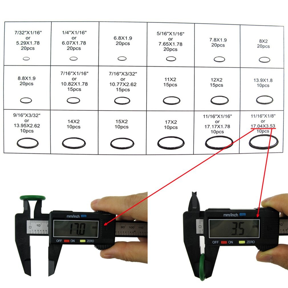 270 Stck O-Ring Reparatur Kasten einstellen Auto Klimaanlage Ringe einstellen Konservierungsmittel Auto Klimaanlage Kompressor Dichtung