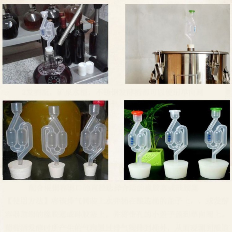 Portable Wine Fermentation Tools S-Shape Air Lock Twin Bubble Grommet Homebrew Beer Fermentation Wine Making Bar Supplies