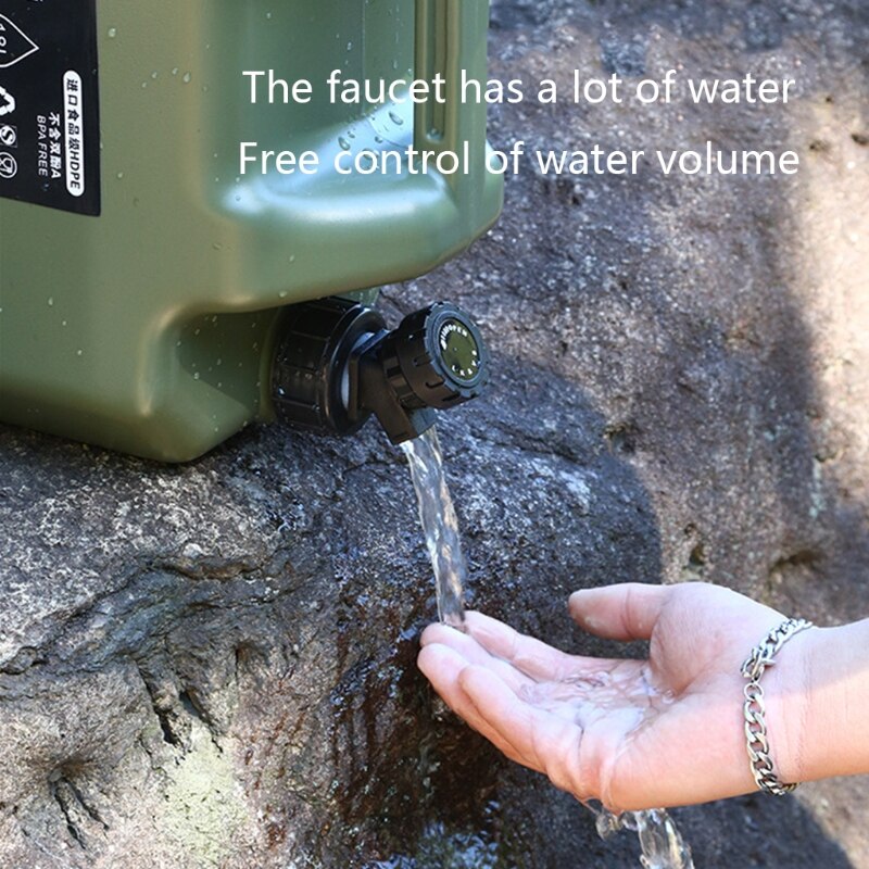 10L Outdoor Hiking Camping Water Bucket Portable Car Water Tank Container Large-caliber Water Canister with Faucet