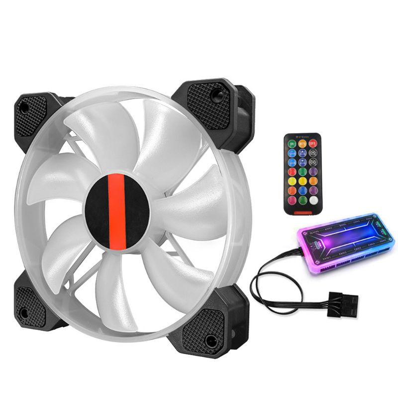 12cm Desktop PC Cooling Fan LED Lights RGB Chassis Fan Controller Remote Control B95C