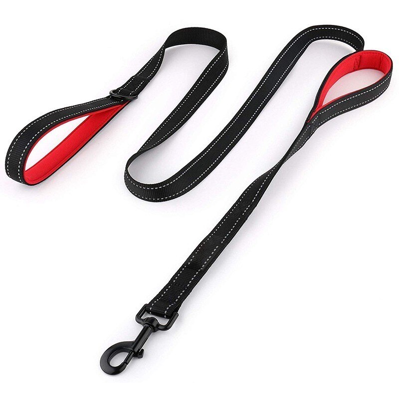 Benepaw Reflecterende Gewatteerde Hondenriem Twee Handvat Duurzaam Kleine Medium Grote Hond Pet Training Leash Nylon Lood 7 Kleuren: Red and Black / M - 1.5M ( 4.9FT )