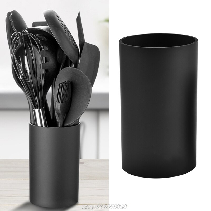 Küche Utensil Halfter Schwarz Kunststoff Zylinder Lagerung Geschirr Trocknen Kanister Besteck Veranstalter Werkzeuge J17 21