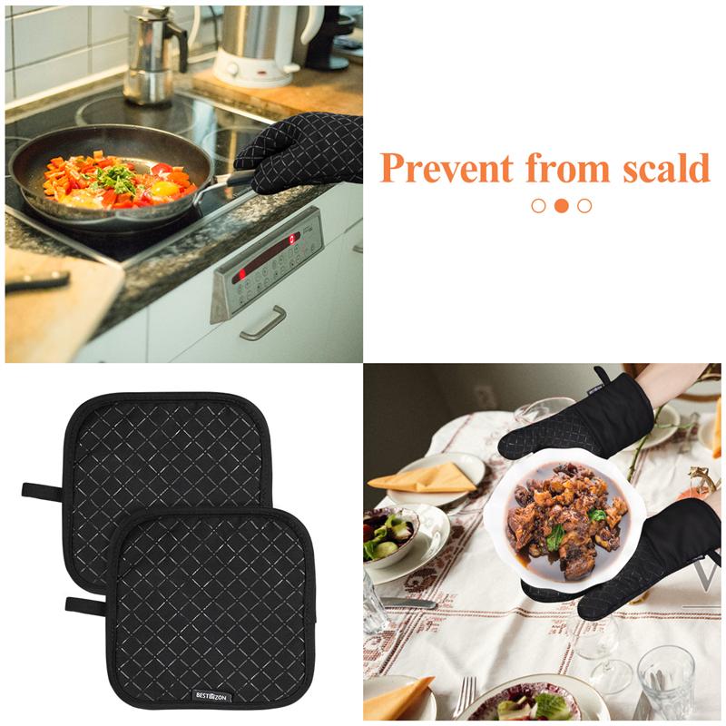 1 Set Antislip Ovenwanten En Hittebestendige Pannenlap Pad Beschermende Ovenwanten Keuken Koken Bakken Mitts en Pannenlap