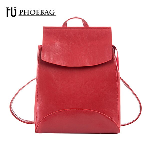 HJPHOEBAG Women Backpacks Teenager Girls School bag PU Mochila Zipper Students Shoulders bag HJ-811: Red