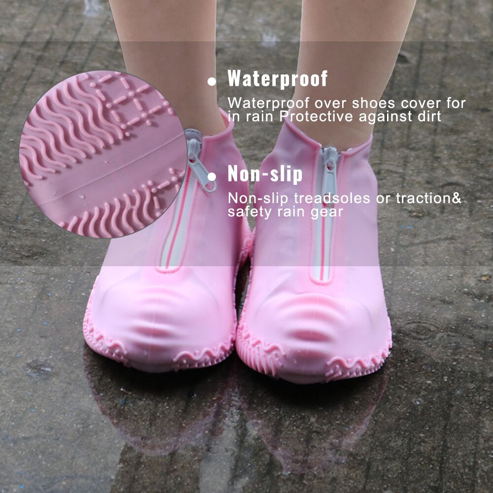 Waterdichte Rits Siliconen Schoen Cover Regen Laarzen Unisex Outdoor Solid Antislip Antislip Slijtvaste herbruikbare Shoe Cover