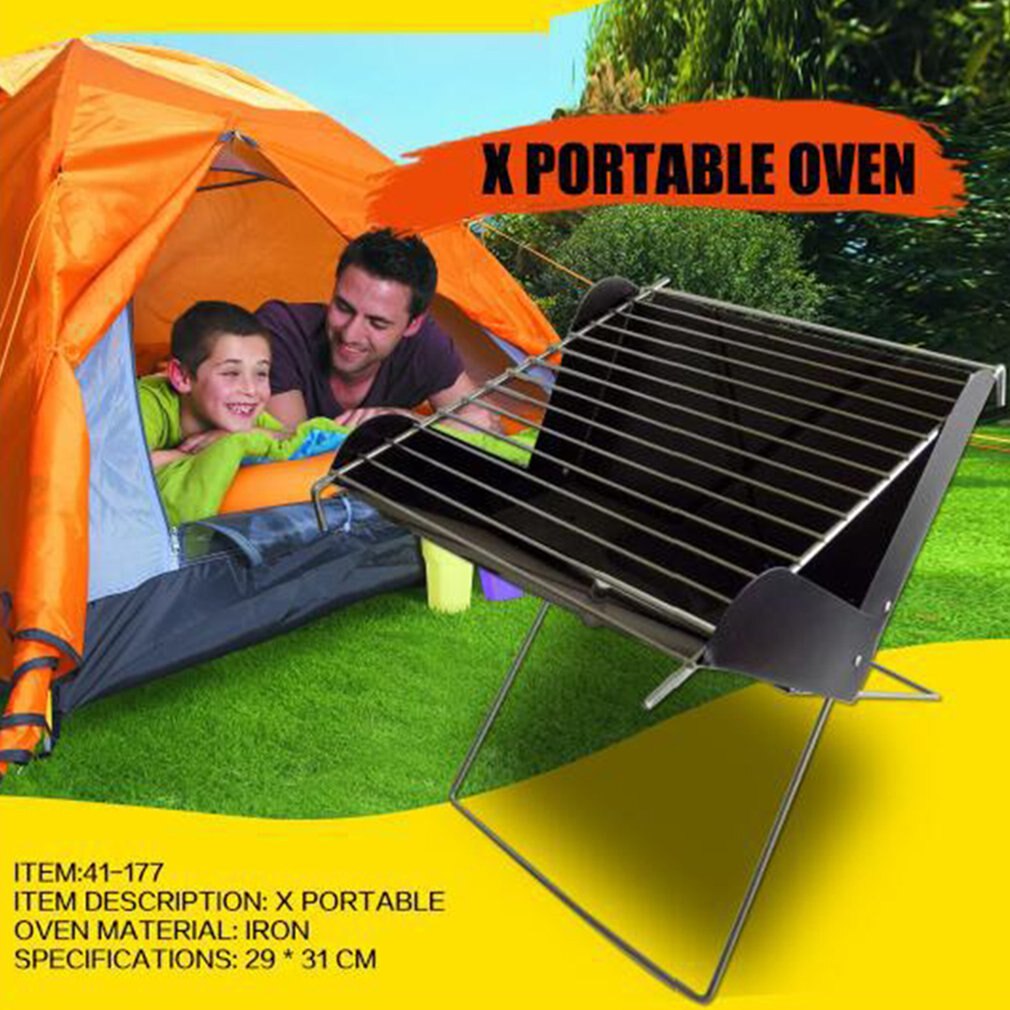 Barbecue à charbon de bois pliable, poêle en forme de X, en acier inoxydable, pour Camping en plein air, pique-nique, accessoires, outils