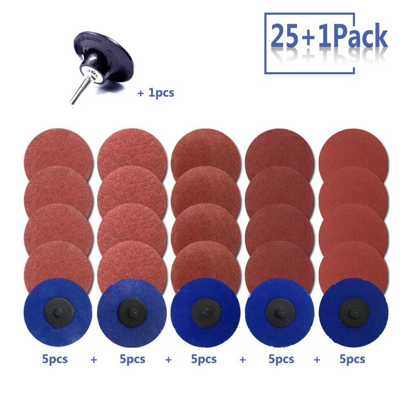 SHGO -25Pcs 3 Inch Roloc Quick Change Discs Set Sanding Discs with 1/4 inch Holder Surface Conditioning Discs Rust Paint