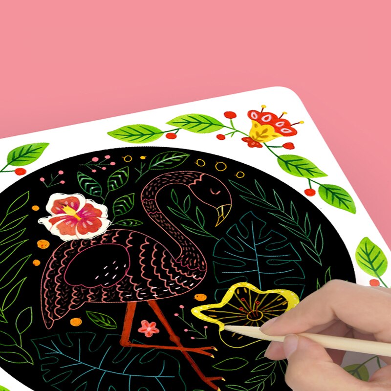 MiDeer Girl Scraping Painting Baby Paper Handmade DIY Drawing Card Children Non-toxic Black Card Toy Hand-painting Art