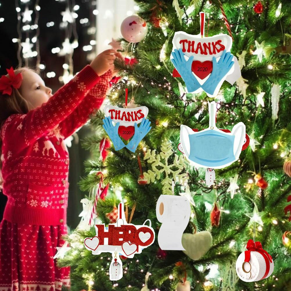 Quarantine Christmas Ornament Family Party Santa Claus Pendants Xmas Decoration Tree Pandemic -Social Distancing