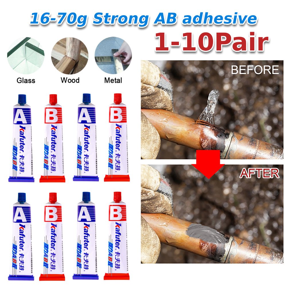 Kafuter a+b lim 70g akrylatstrukturlim spesial hurtigtørkende lim glass metall rustfritt stål vanntett sterkt klebende lim