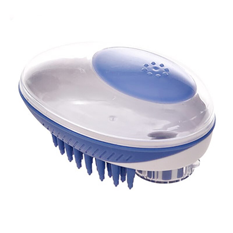 Cepillo para baño de perro 2 en 1 para mascotas, peine para masaje de SPA de silicona suave, aseo de pelo para perros y gatos, herramienta de limpieza para perros: Blue