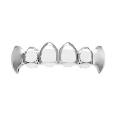 1 stk hip hop tænder sæt sølv guld tand top bund caps punk falsk dental grill til kvinder mænd krop smykker cosplay fest: Sølv top