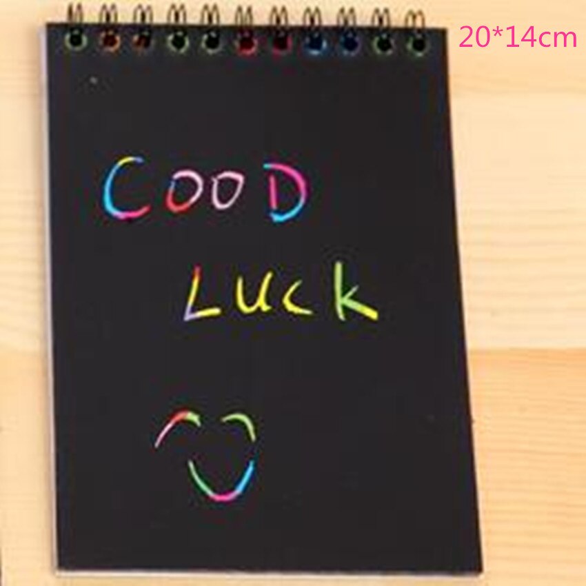 1 stk magisk farve regnbue skrabepapir notebog skrabe maleri sort gør-det-selv tegnelegetøj kid doodle: Stor
