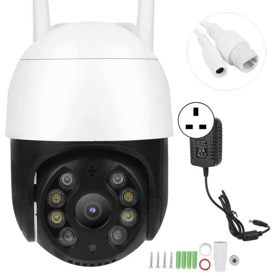 Pan Tilt Camera 1080P Wifi PTZ Camera 8 Lights IP66 Waterproof Human Detect Full Color Night for Home Security 100‑240V: British regulatory