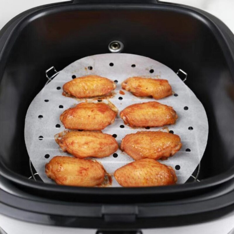 18cm tilbehør til airfryer 100 stk / sæt luftfriturepapir non stick oliepapir til pizza grillmaskine cookie ovn luftfryerpads