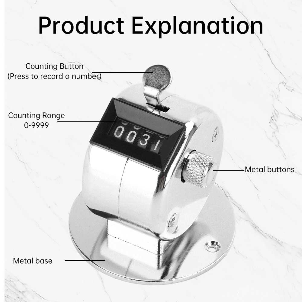 1pc Digital Hand Tally Counter Manual Counting Golf Clicker Training Counter 4 Digit Number Hand Held Tally Counter Mini Mechani