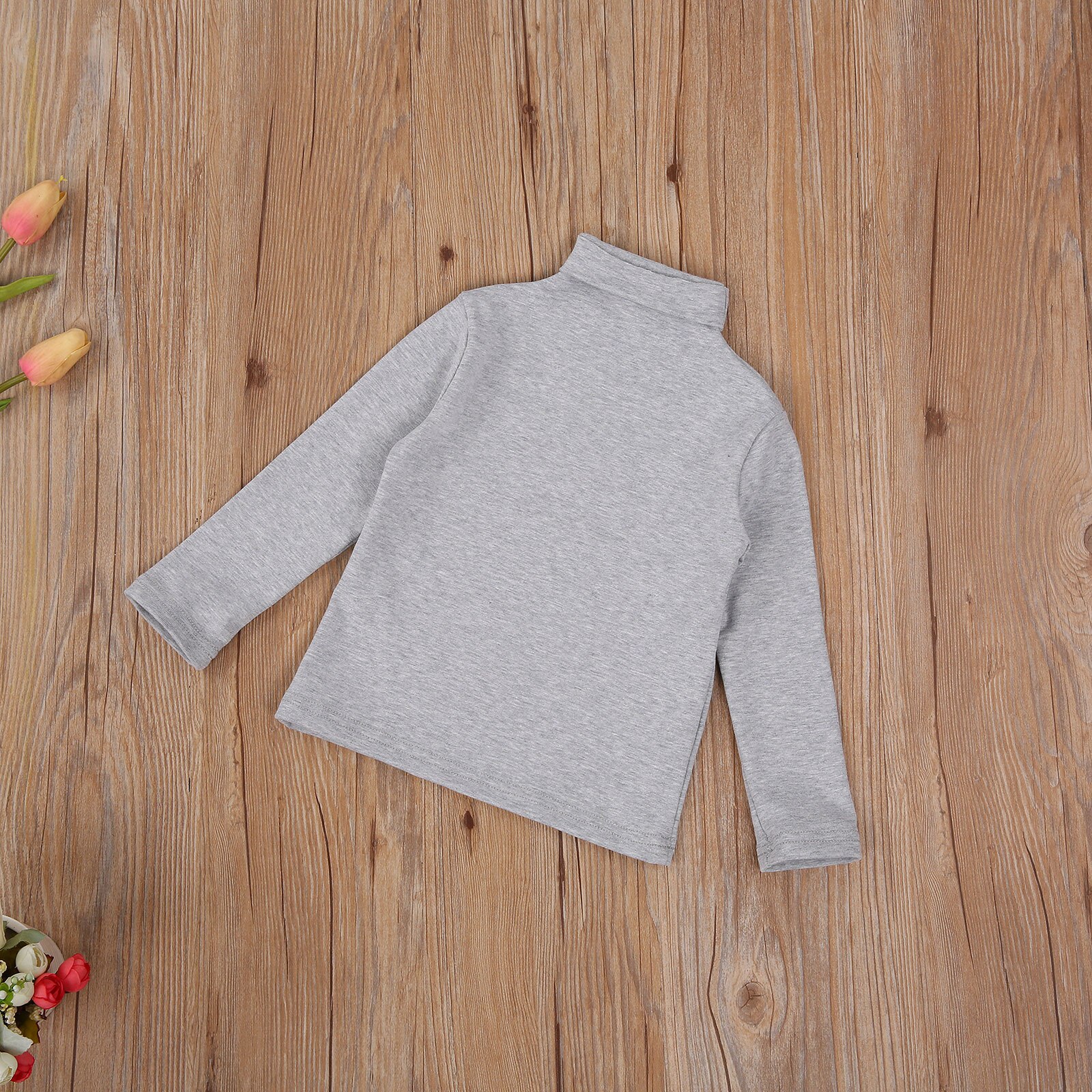 Peuter Infant Kid Kind Meisje T-shirt Wit Zwart Grijs Herfst Lange Mouwen Coltrui Herfst T Shirt Top
