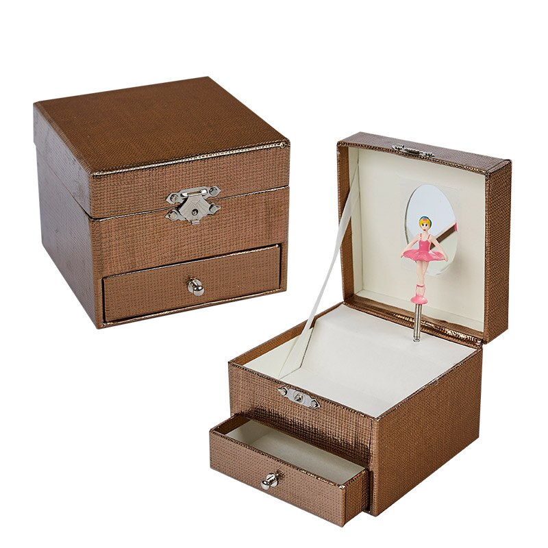 Boîte à musique en papier bleue, boîte à bijoux faite à la main carrée, boîte d'emballage, produit, proposition créative, d'anniversaire ou de noël: Gold