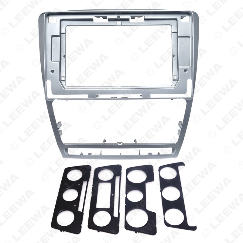 Leewa bilstereo radio til skoda octavia 04-14 stor skærm 10.1 " fascia frame adapter 2 din dvd-afspiller panel dash frame kit: Sølv