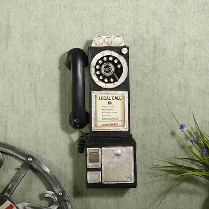 Figurines de téléphone Vintage, décoration de maison, modèle de téléphone mural suspendu, artisanat rétro, décoration de meubles, Q2R2