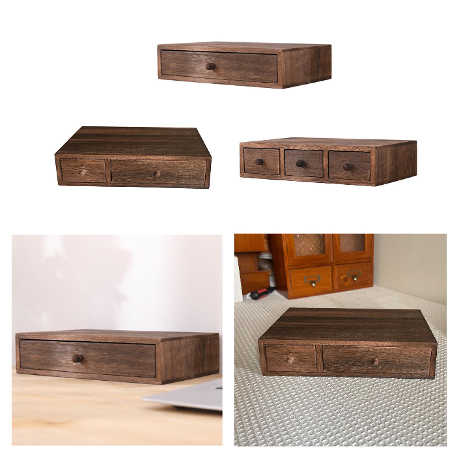 Desktop Organizer met lade Houten tafelkast voor kaarten, postzegels, rekeningen