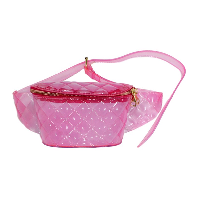 Ladies Transparent Jelly Rainbow Purse Waterproof Beach Waist Bag Pvc Jelly Candy Pink Fanny Pack Sport Fanny Packs for Women: clear roseo