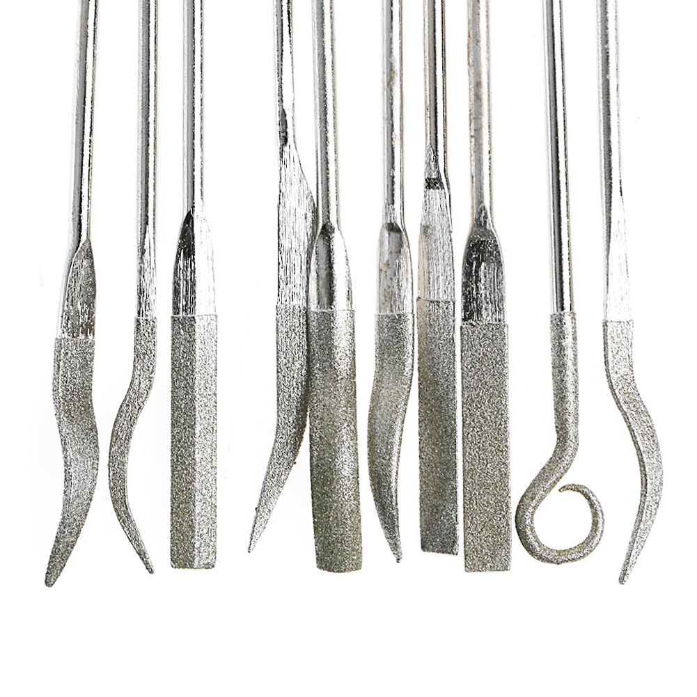 10Pcs/Set Diamond Coated Riffler Files Mechanical Watch Jewelry Files Tools Set