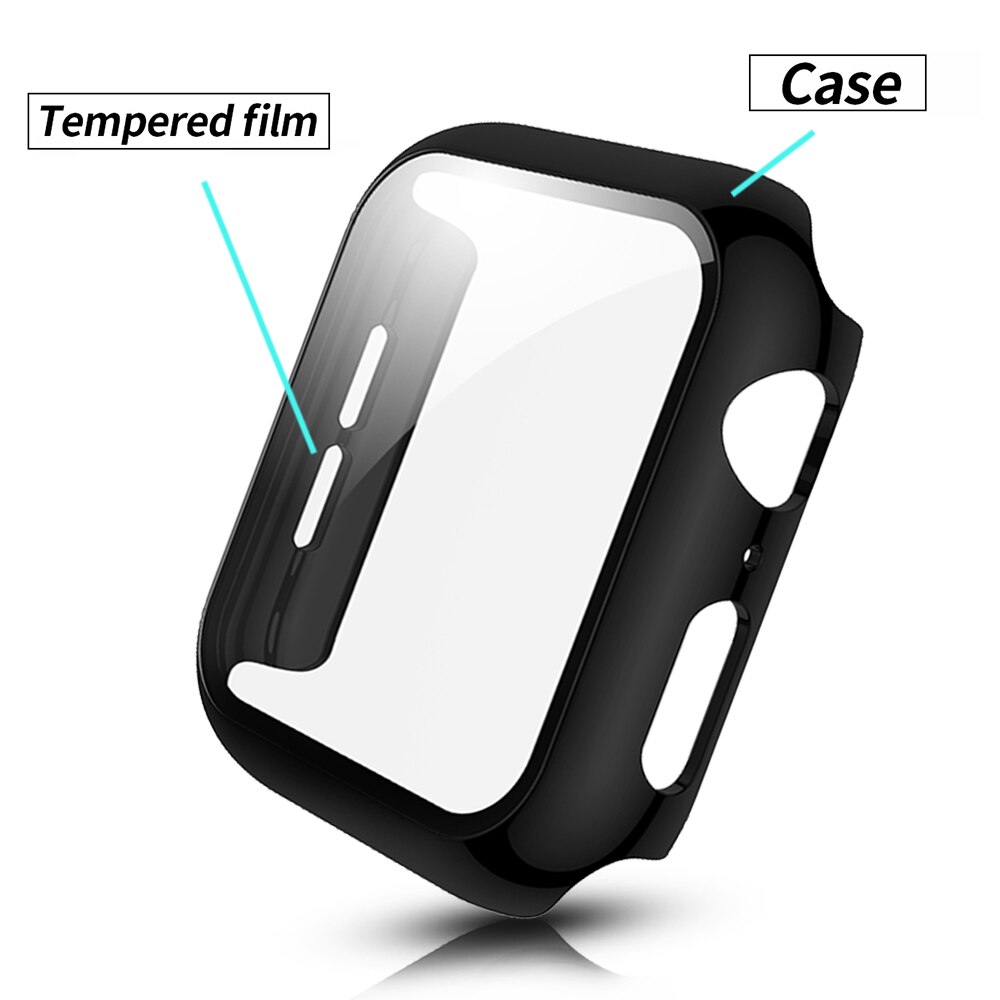 Schermbeschermer pc-hoes voor apple watch se-serie 6 5 4 3 behuizing met gehard glas voor iphone 44mm 40mm 38mm 42mm bumper