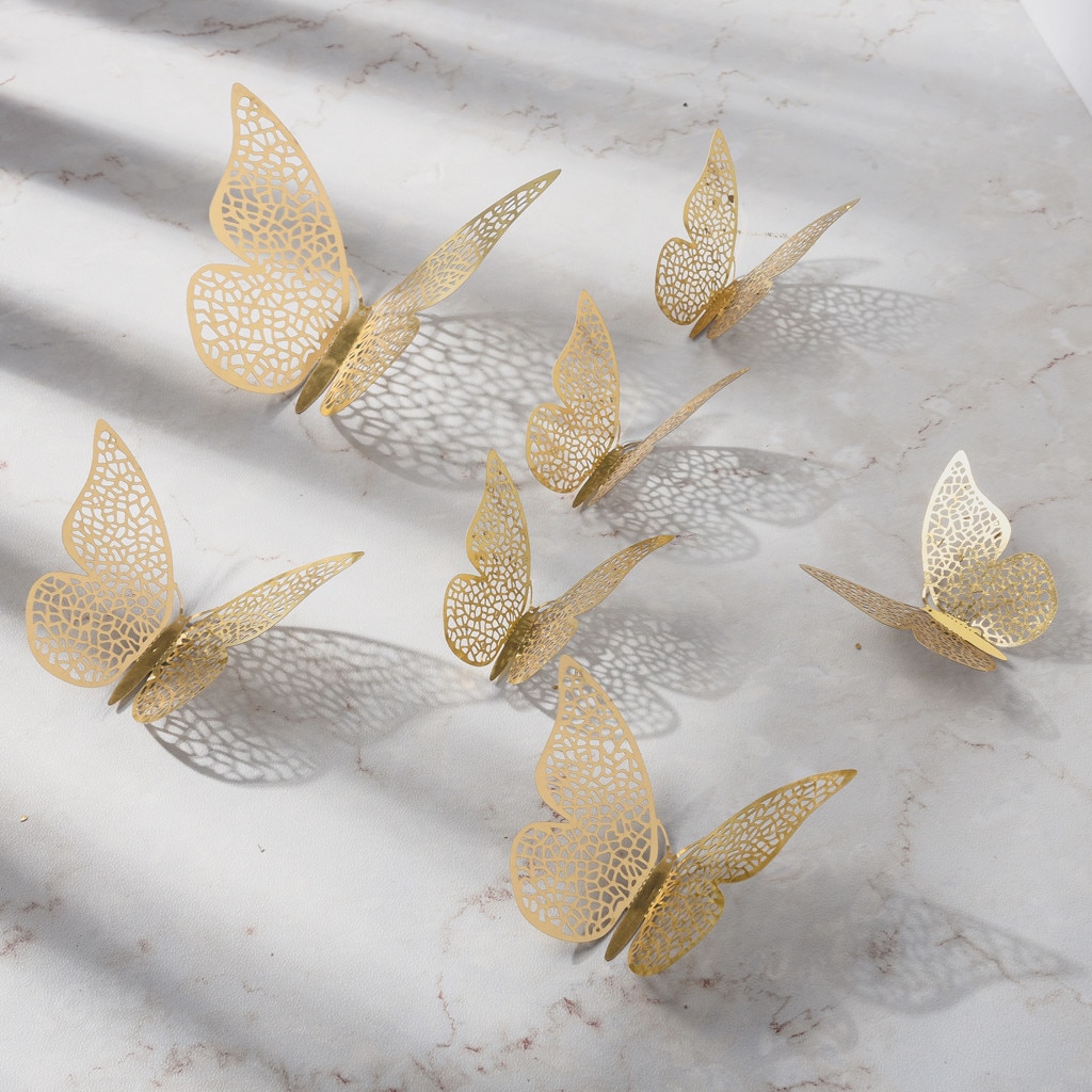 12 Pcs 3D Hollow Muurstickers Vlinder Koelkast Voor Thuis Decoratie Papieren Kaart Vlinder Voor Speciale Gelegenheden Decors #25