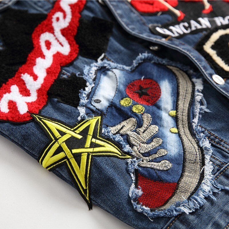 Summer Mens Vest Vintage Embroidery Slim Fit Sleeveless Mans Waistcoat Casual Single Breasted Jean Colete Masculino