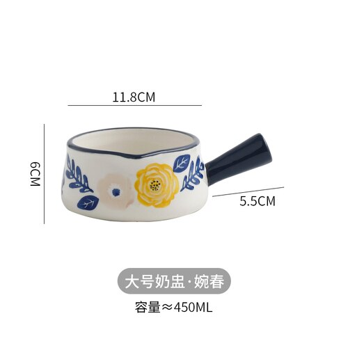 Modern ceramic small milk jug mini milk cup with handle milk jug coffee cup home breakfast salad oatmeal bowls cute tableware: large-3