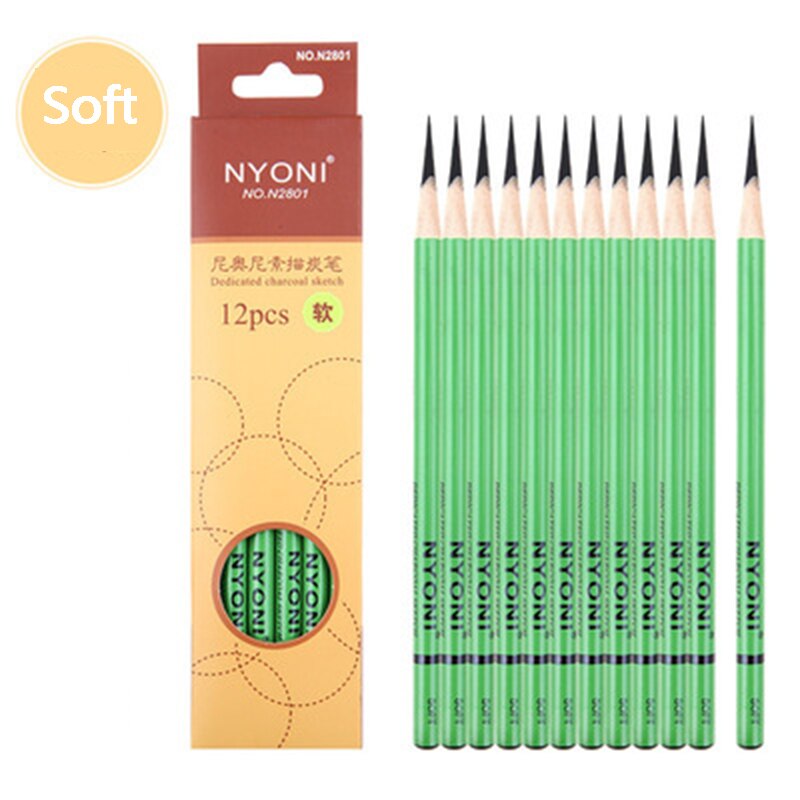 12pcs Sketching Charcoal Pencil Drawing Carbon Pencil Set Soft /Medium/Hard Charcoal Pencils Art Supplies: 2